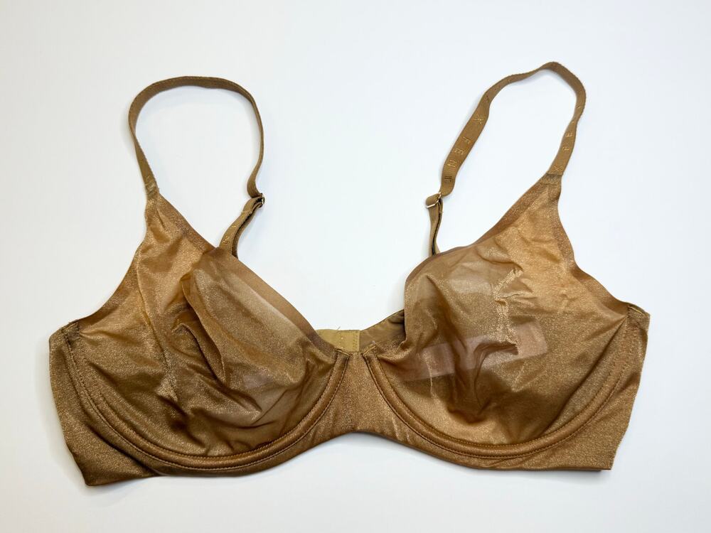 Savage X Fenty Gold Flocked Logo Sheer Unlined Underwire Bra 32B